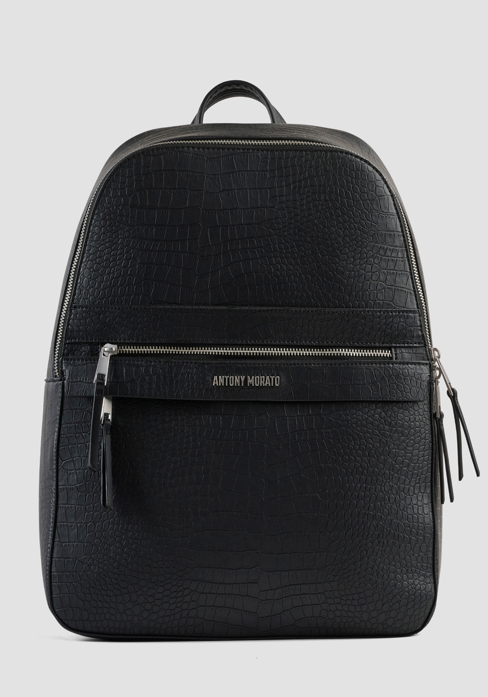 black faux leather backpack men Premium 15.6inch Laptop for youll find a convenient woven black carry handle for easy carrying Antony Morato BACKPACK IN CROCODILE-PRINT