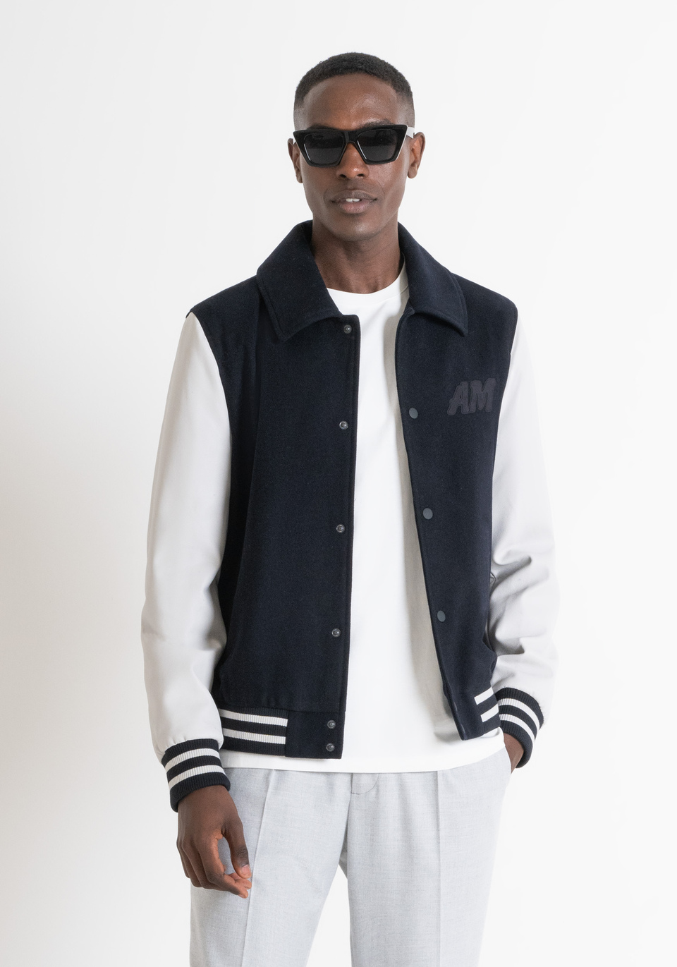 COLLEGE-STYLE BOMBER REGULAR FIT PADDED IN WOOL BLEND - Antony Morato Online Shop