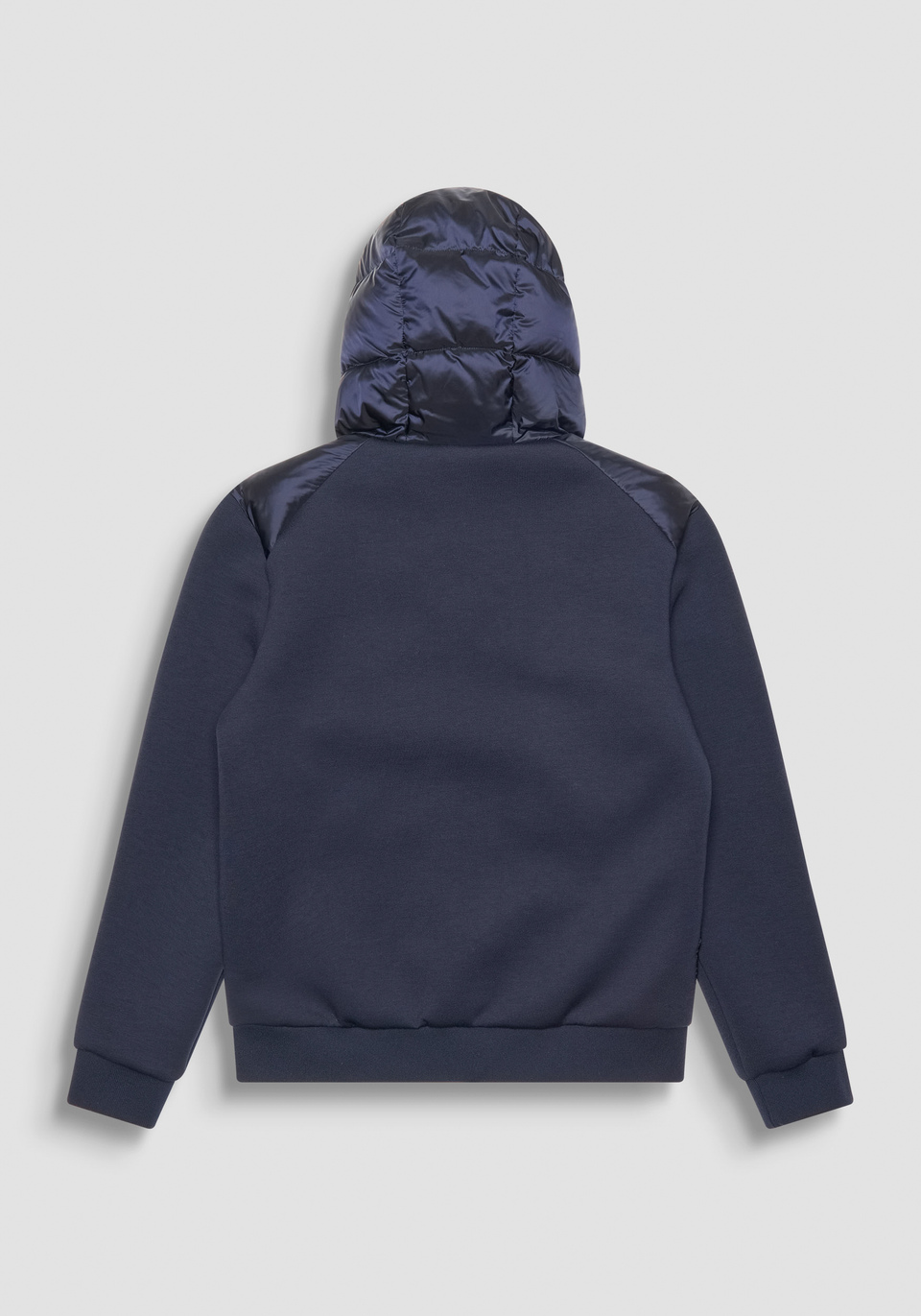 SLIM FIT DOWN JACKET IN BLUE NYLON AND SCUBA FABRIC SLEEVES Antony Morato