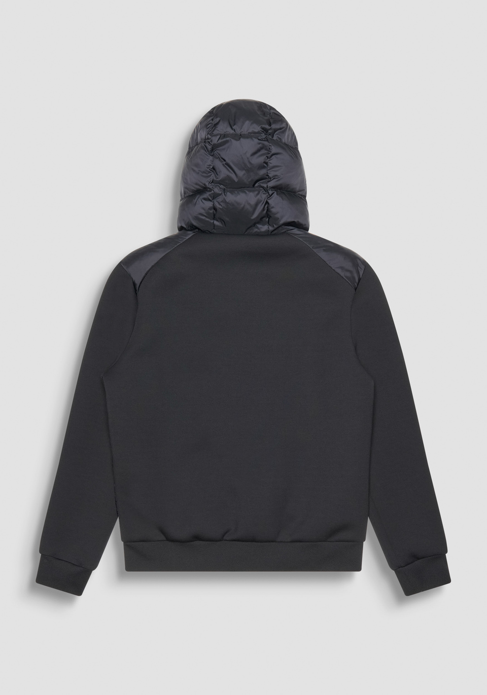 SLIM FIT DOWN JACKET IN BLACK NYLON AND SCUBA FABRIC SLEEVES Antony Morato