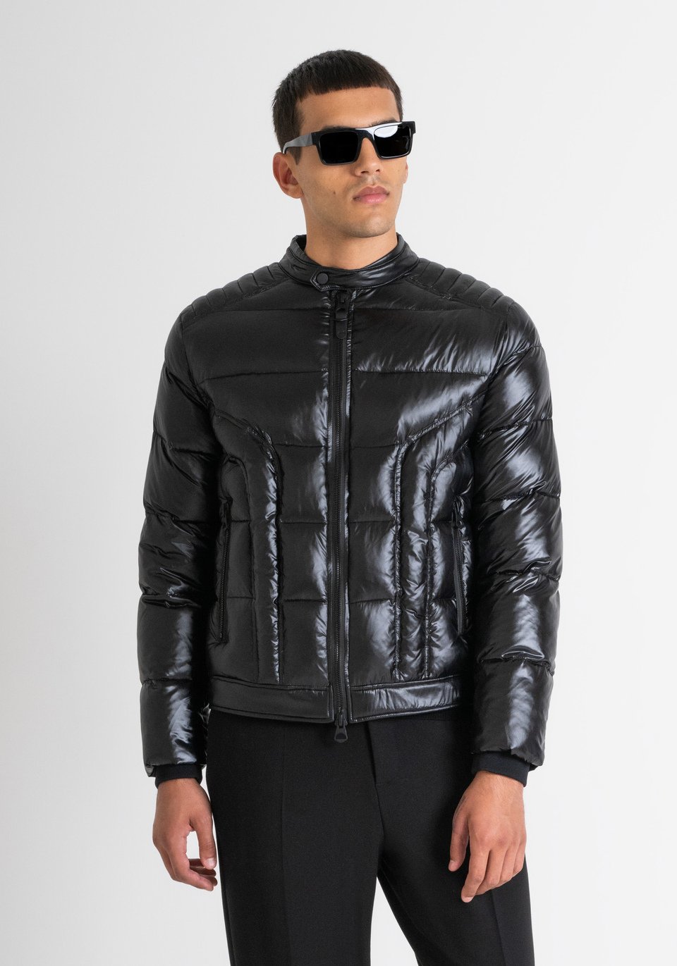 REGULAR FIT DOWN JACKET IN GLOSSY SHIOZE NYLON WITH SYNTHETIC PADDING Antony Morato