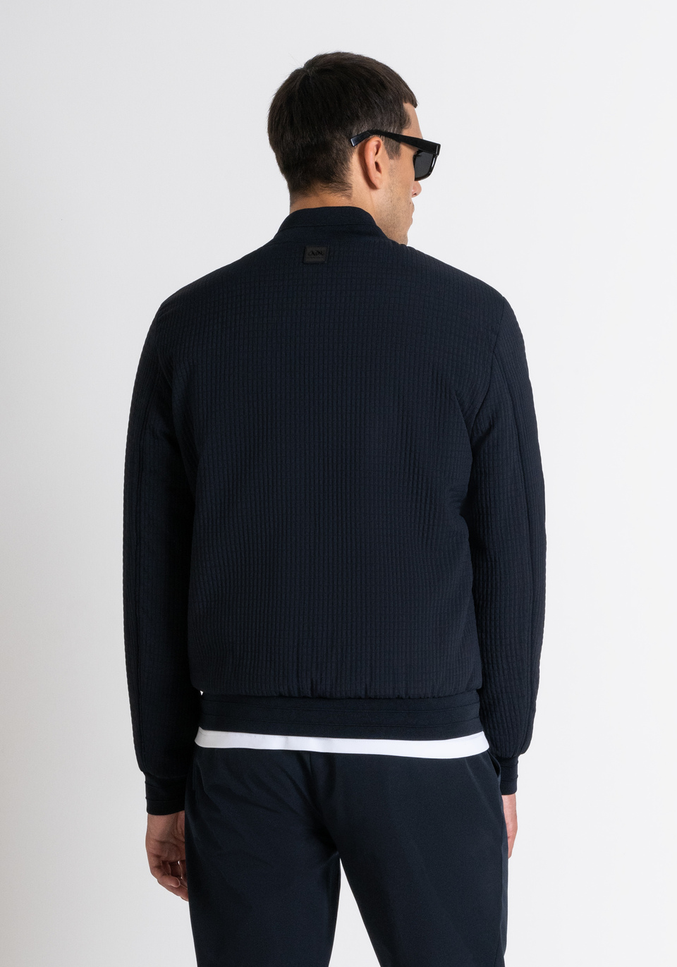 GIUBBOTTO BOMBER REGULAR FIT IN TESSUTO TECNICO BLU CON IMBOTTITURA - Antony Morato Online Shop