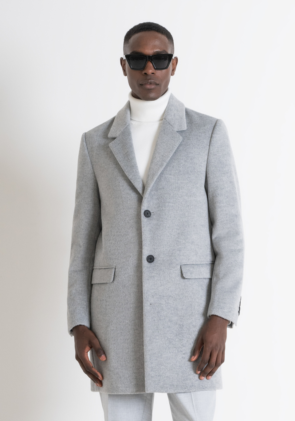 SLIM FIT "RUSSEL" COAT IN WOOL-EFFECT FABRIC - Antony Morato Online Shop