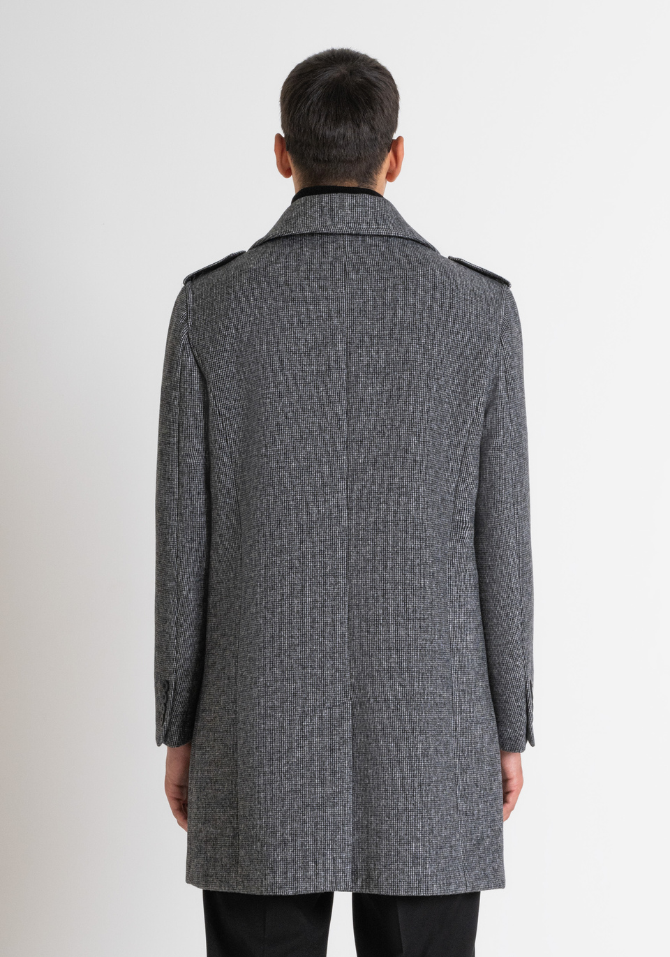 MANTEAU « RICHARD » REGULAR FIT EN LAINE MÉLANGÉE ET MICRO-MOTIF - Antony Morato Online Shop