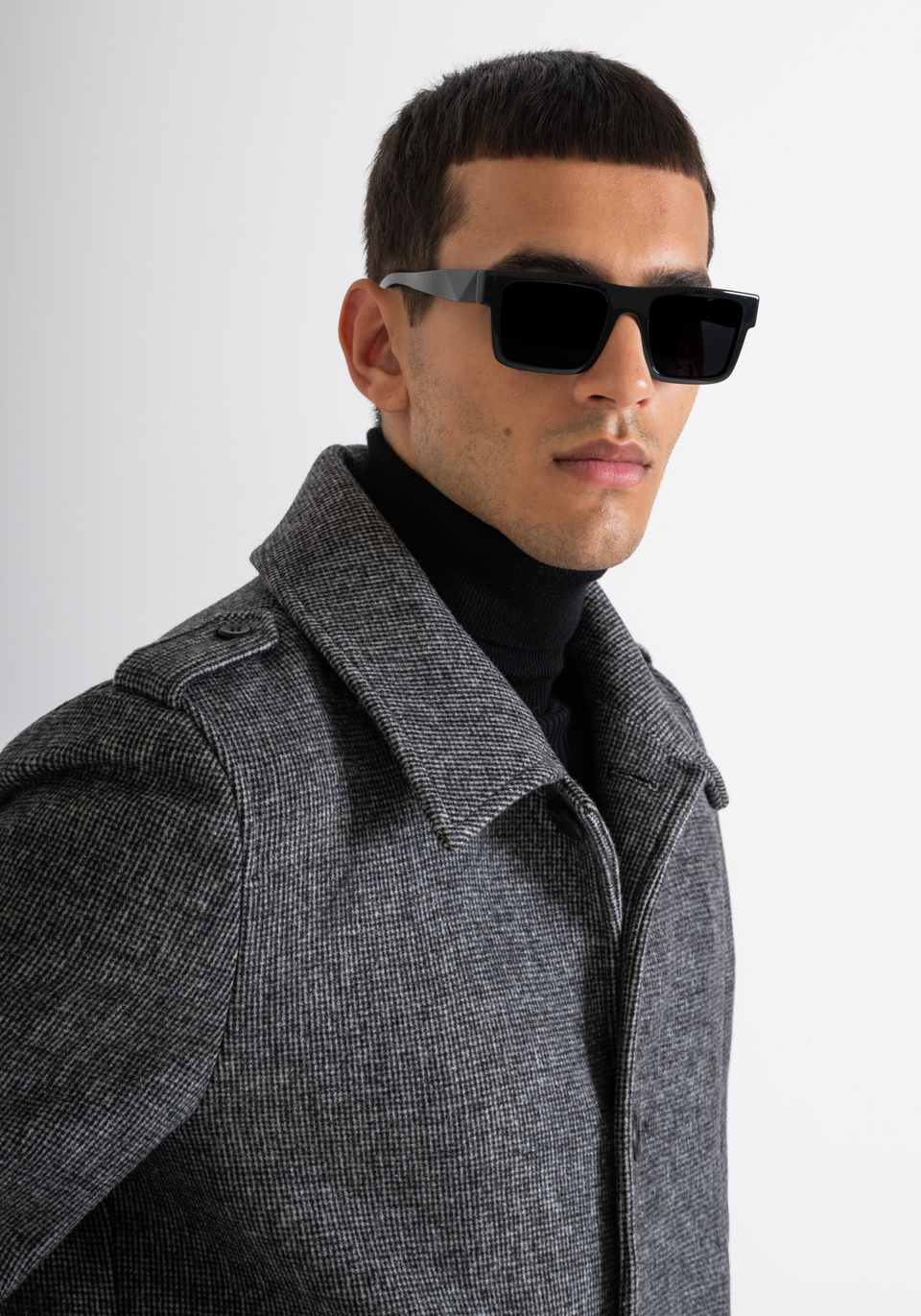 MANTEAU « RICHARD » REGULAR FIT EN LAINE MÉLANGÉE ET MICRO-MOTIF - Antony Morato Online Shop