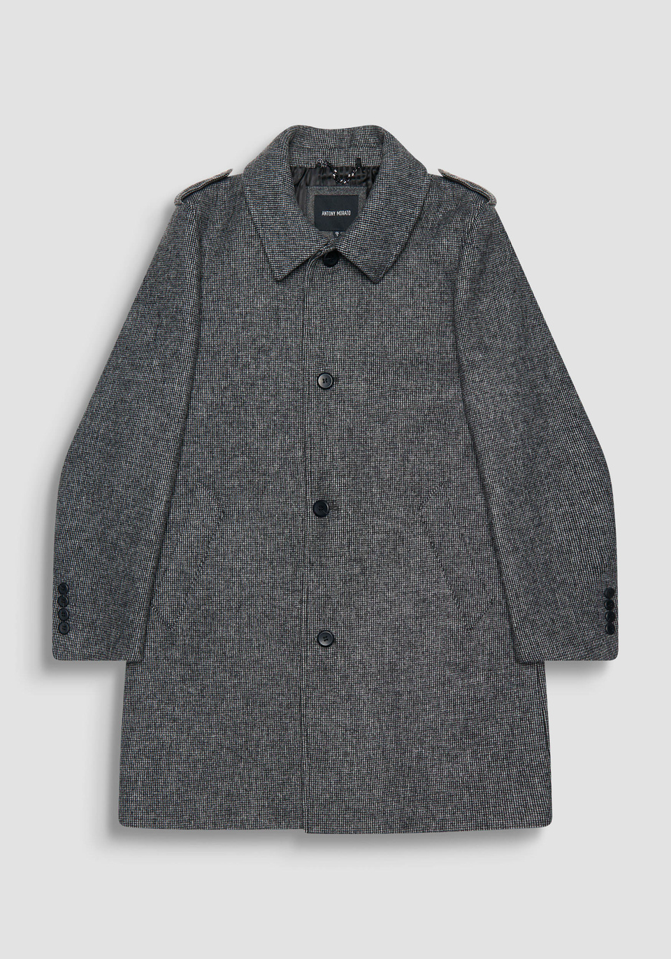 MANTEAU « RICHARD » REGULAR FIT EN LAINE MÉLANGÉE ET MICRO-MOTIF - Antony Morato Online Shop