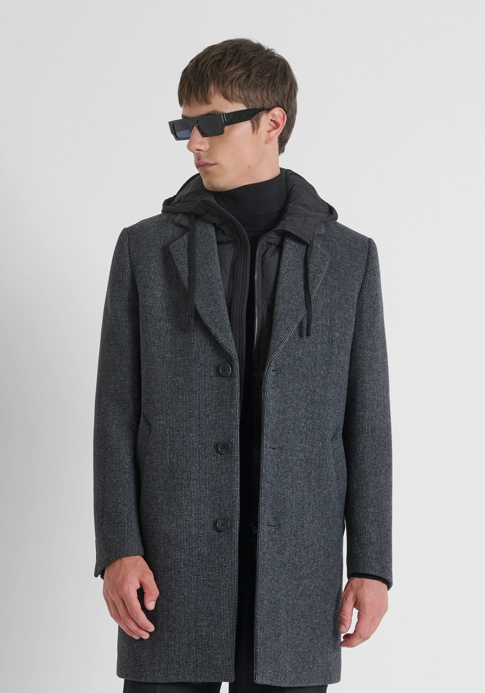 REGULAR FIT WOOL-BLEND COAT WITH REMOVABLE PADDING - Antony Morato Online Shop