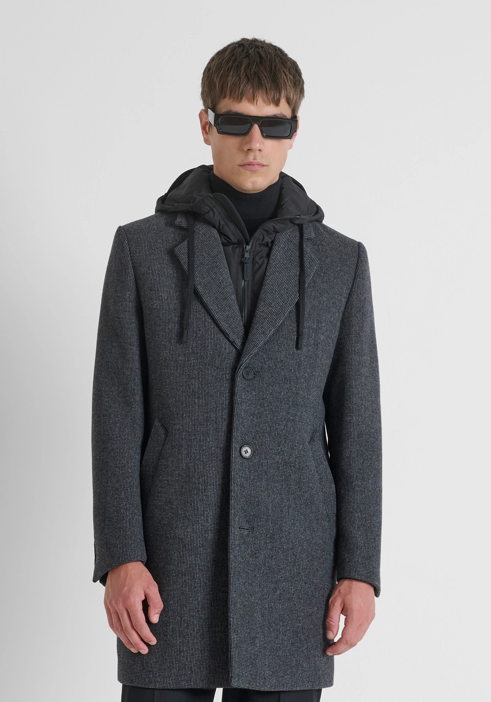 REGULAR FIT WOOL-BLEND COAT WITH REMOVABLE PADDING - Antony Morato Online Shop
