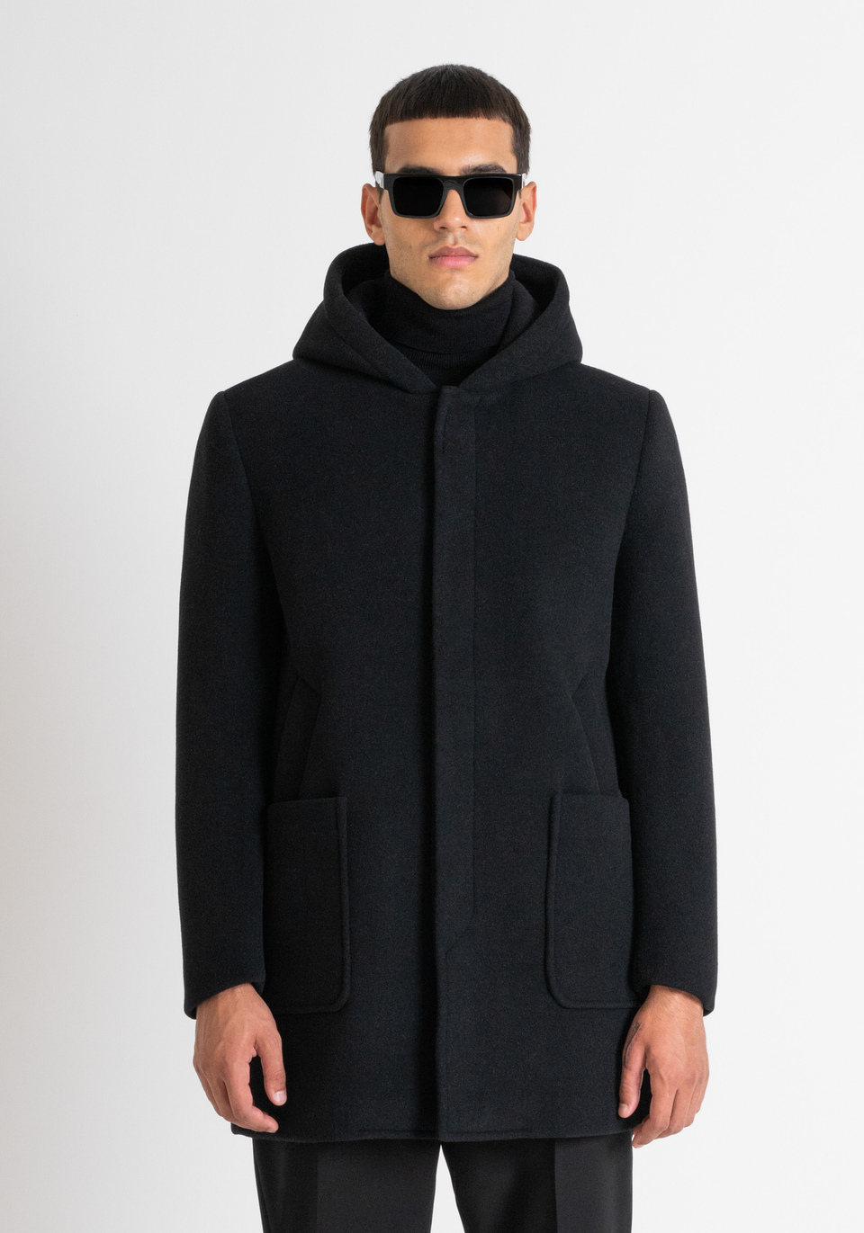 Antony Morato Regular Fit Robert Coat in Black Wool Blend
