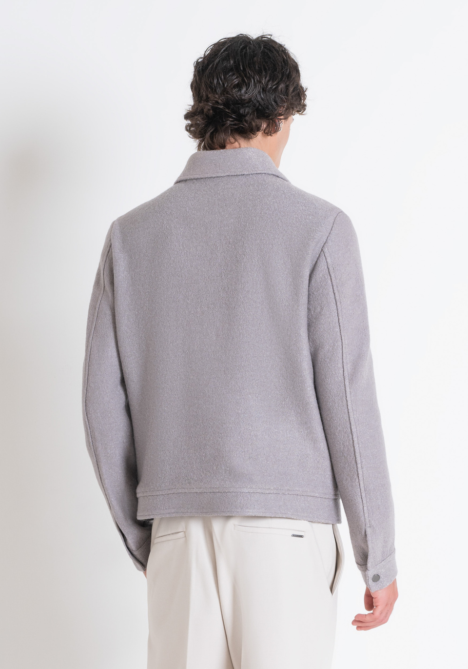 REGULAR FIT CROPPED COAT IN BEIGE WOOL BLEND - Antony Morato Online Shop