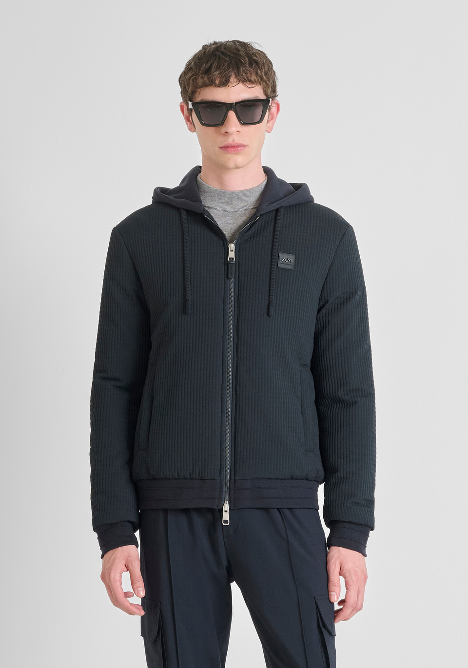 REGULAR FIT BOMBER IN DOBBY TECHNICAL FABRIC WITH DUPONT SORONA ECO-PADDING - Antony Morato Online Shop