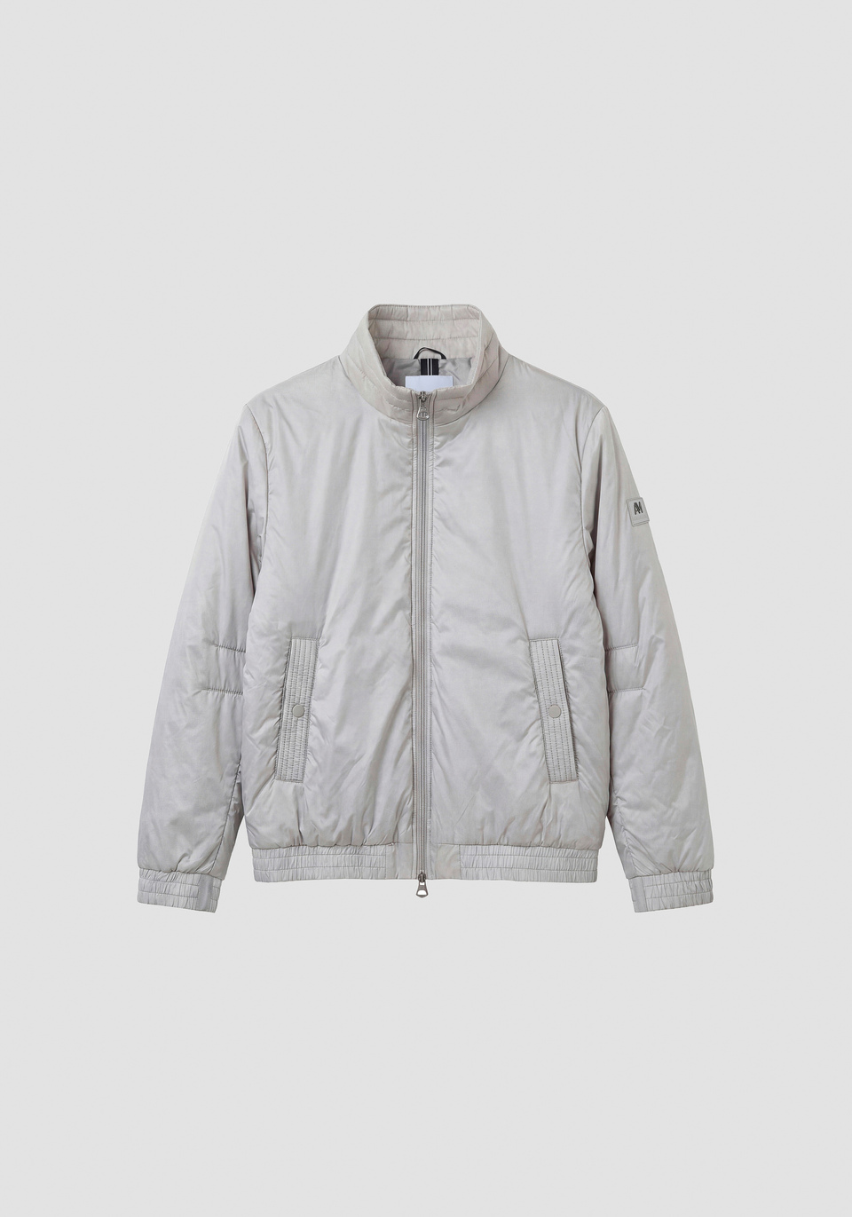 ANTONY MORATO ダブルジップ　ブルゾン　ライトグレー Stone regular-fit coat in padded shioze nylon with logo on rubber