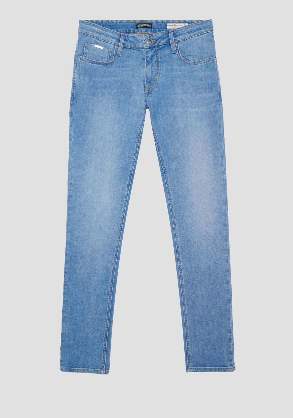 "OZZY" TAPERED FIT JEANS IN ICONIC BASIC BLUE DENIM - Antony Morato Online Shop