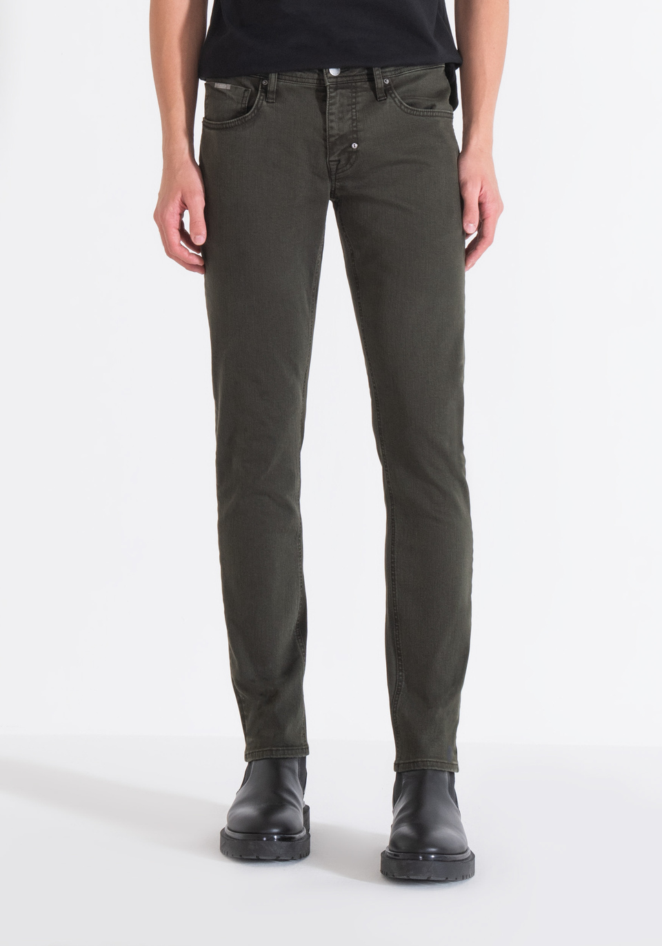 TAPERED FIT "OZZY" JEANS IN GREEN DENIM - Antony Morato Online Shop