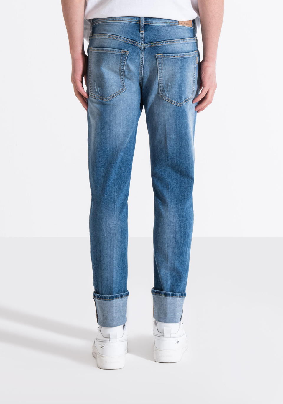 SUPER SKINNY FIT "PAUL" JEANS IN STRETCH DENIM WITH LAPELS - Antony Morato Online Shop