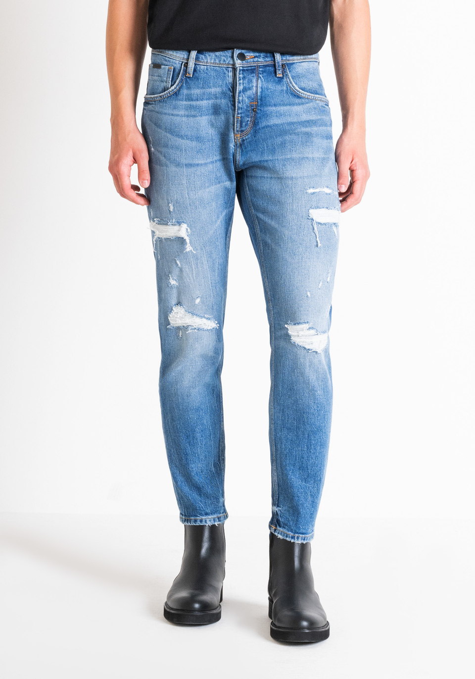 JEANS SLIM FIT "ARGON" ANKLE LENGTH IN DENIM CONFORTEVOLE - Antony Morato Online Shop