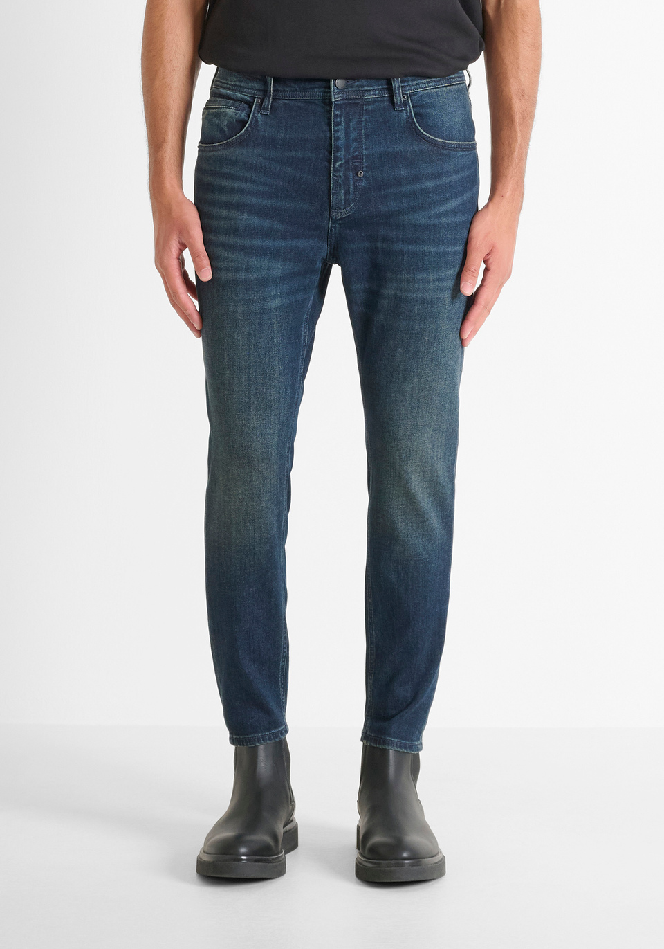 "KARL" SKINNY CROPPED FIT JEANS IN TRUE BLUE DENIM - Antony Morato Online Shop
