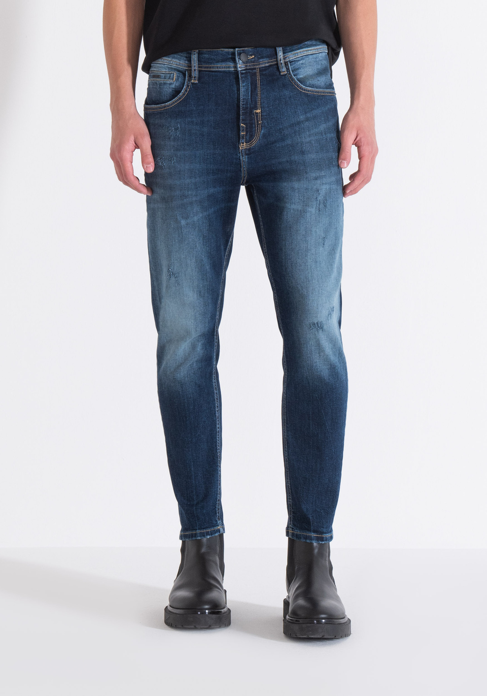 JEAN « KARL » SKINNY CROPPED FIT EN DENIM BLEU - Antony Morato Online Shop