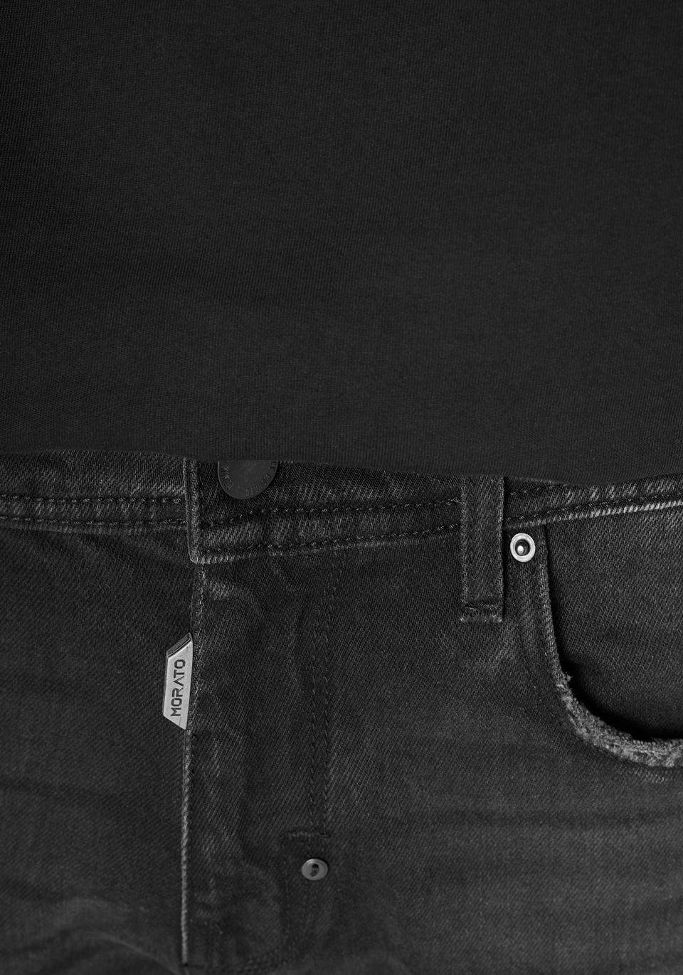 SLIM CROPPED FIT "JIMI" JEANS IN BLACK DENIM RIPPED - Antony Morato Online Shop