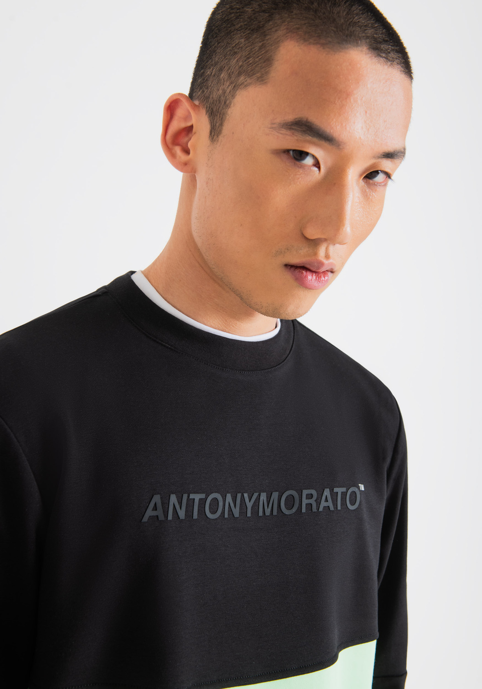 RELAXED FIT SWEATSHIRT IN SUSTAINABLE POLYESTER AND COTTON WITH LOGO PRINT - Antony Morato Online Shop