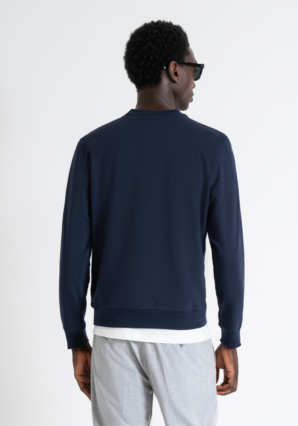 REGULAR FIT SWEATSHIRT IN SUSTAINABLE COTTON-POLYESTER BLEND WITH MATTE PLASTIC AND FLOCK PRINT - Antony Morato Online Shop