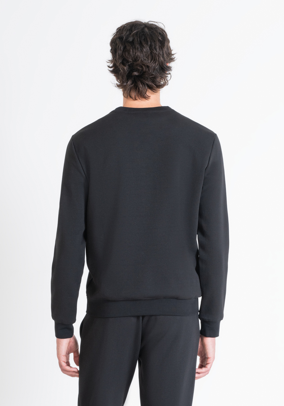 SLIM FIT SWEATSHIRT IN BLACK COTTON BLEND WITH EMBROIDERED LOGO - Antony Morato Online Shop