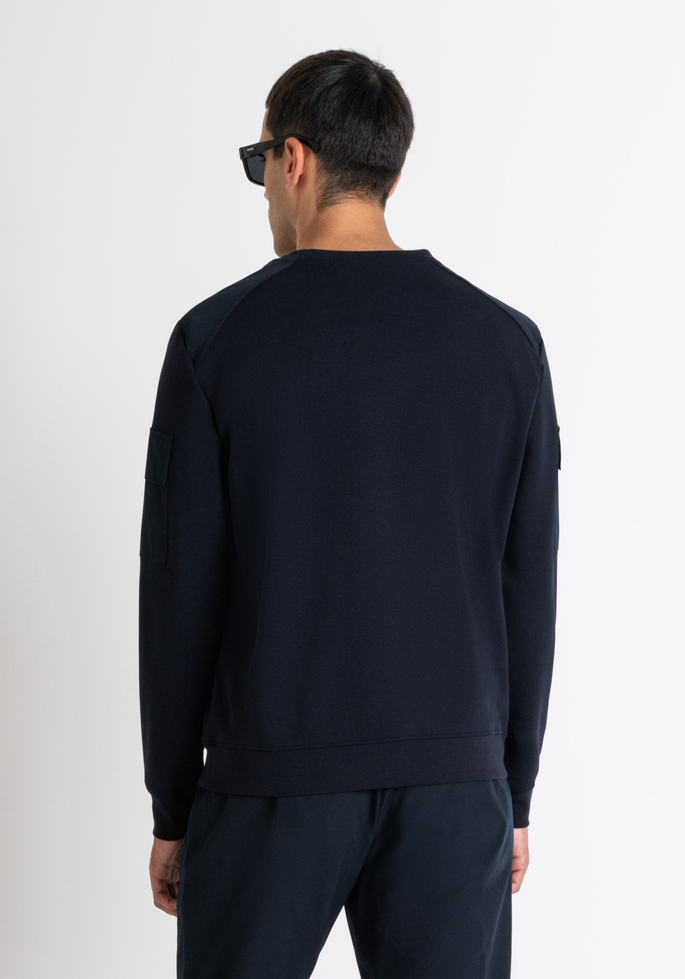 REGULAR FIT SWEATSHIRT IN BLUE COTTON BLEND WITH SLEEVE POCKETS - Antony Morato Online Shop