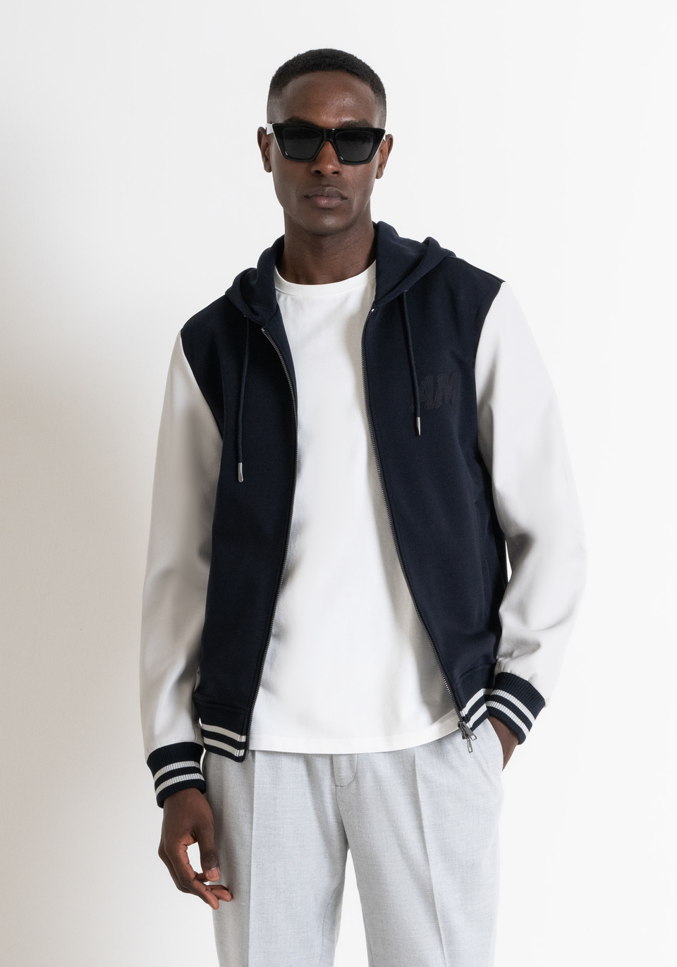 REGULAR FIT COLLEGE HOODIE IN COTTON BLEND WITH LOGO Antony Morato