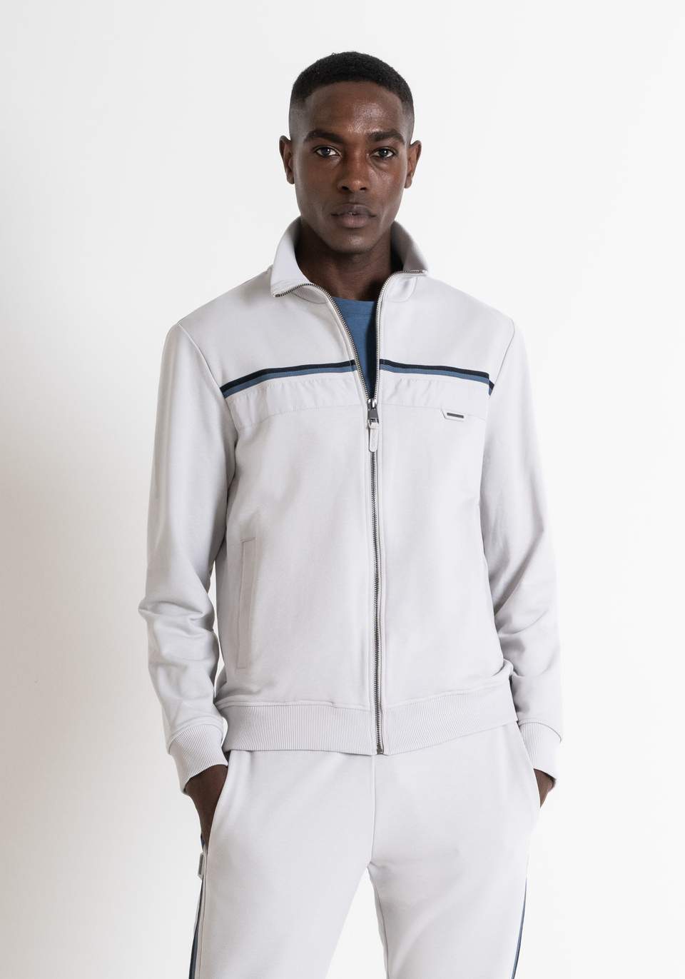 SWEAT SHIRT REGULAR FIT AVEC FERMETURE ECLAIR EN TISSU COTON MELANGE DURABLE Antony Morato
