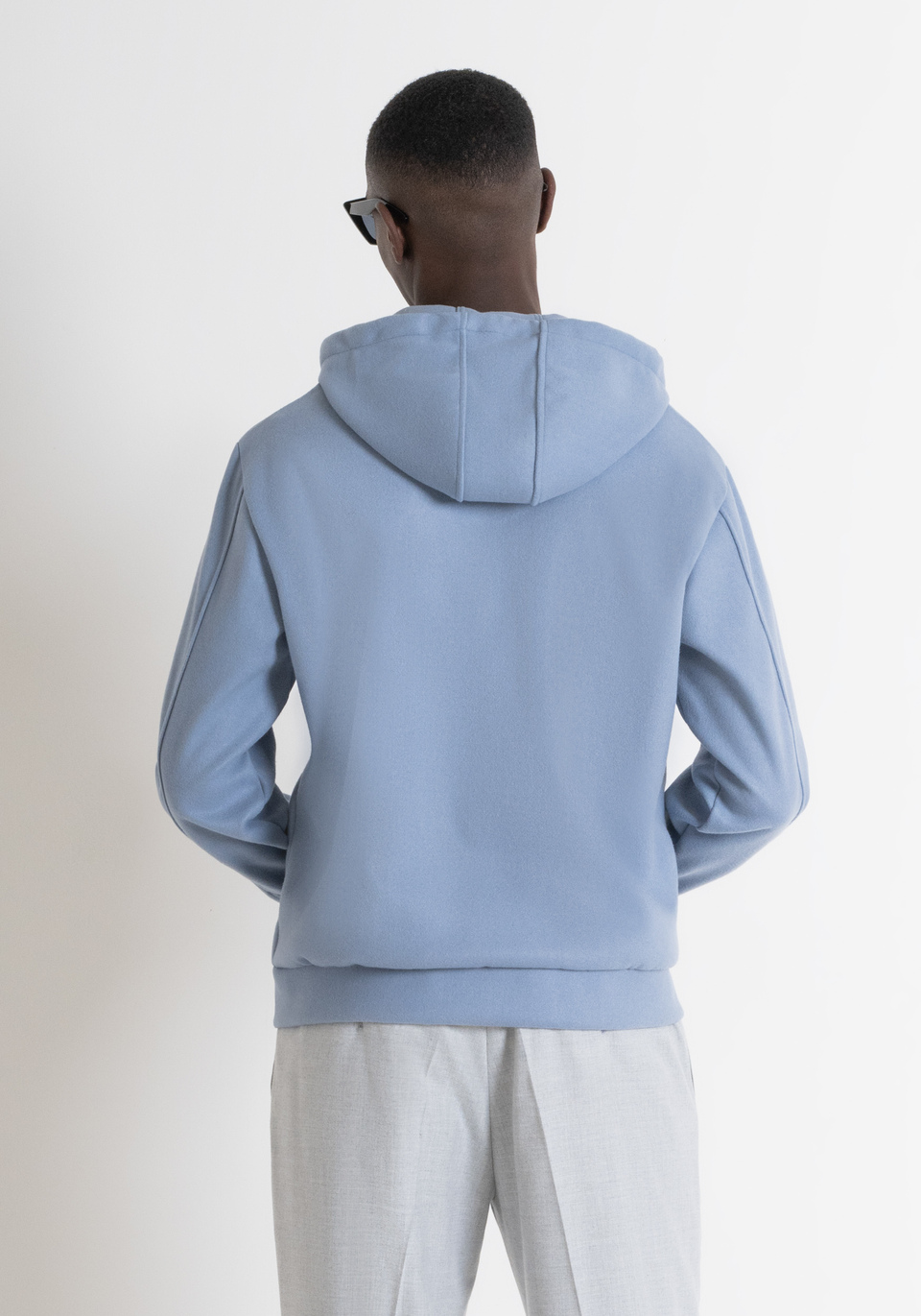 REGULAR FIT HOODIE WITH ZIP IN COTTON BLEND WITH LOGO Antony Morato