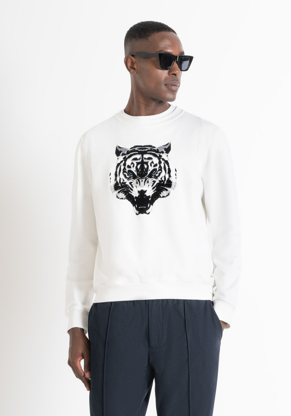 Antony Morato Regular Fit Sweatshirt in Sustainable Cotton blend Fabric with Tiger Print
