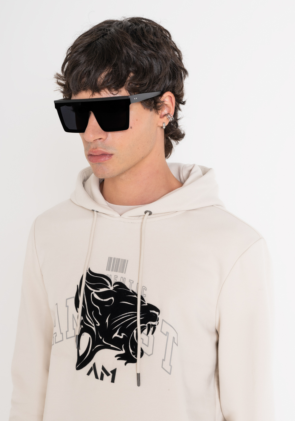 RELAXED FIT HOODIE IN SUSTAINABLE FABRIC WITH PRINT - Antony Morato Online Shop