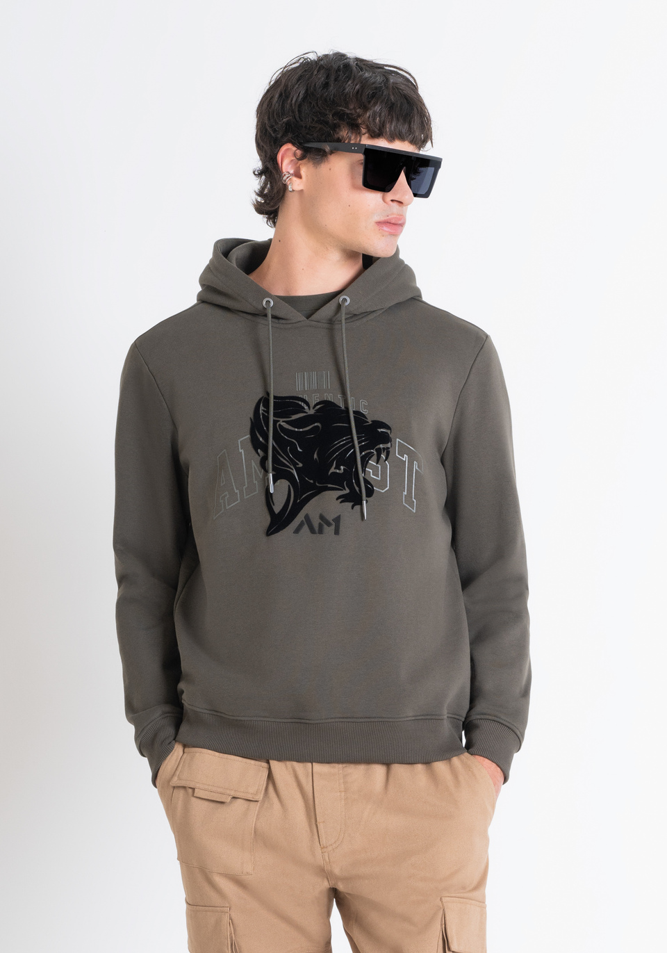 RELAXED FIT HOODIE IN SUSTAINABLE COTTON BLEND FABRIC WITH PRINT Antony Morato