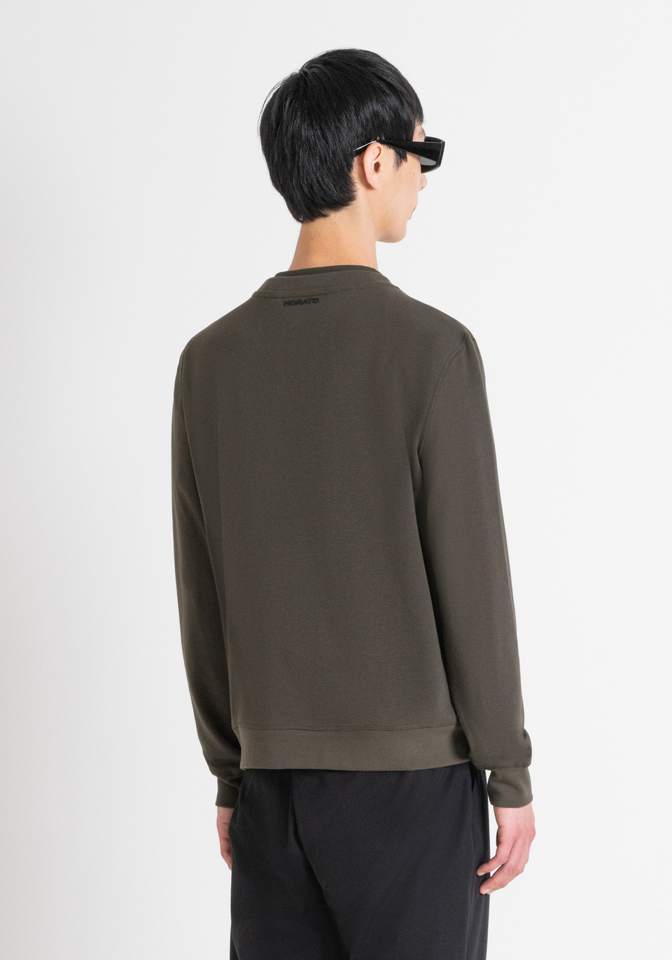 REGULAR FIT SWEATSHIRT IN GREEN COTTON BLEND WITH DOBERMANN PRINT - Antony Morato Online Shop