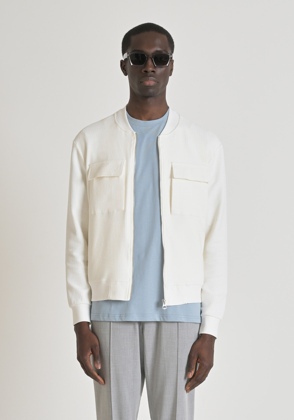 SLIM-FIT SWEATSHIRT IN STRETCH COTTON WITH CHECKED PATTERN - Antony Morato Online Shop