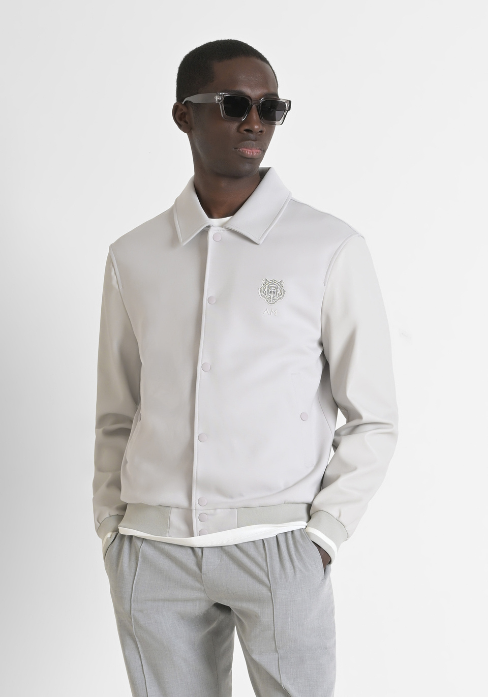 REGULAR FIT SWEATSHIRT IN COTTON BLEND WITH FAUX LEATHER INSERTS - Antony Morato Online Shop