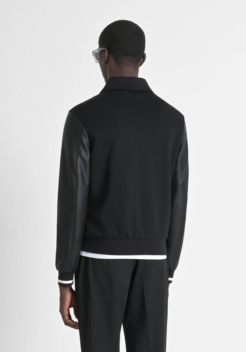 REGULAR FIT SWEATSHIRT IN COTTON BLEND WITH FAUX LEATHER INSERTS - Antony Morato Online Shop