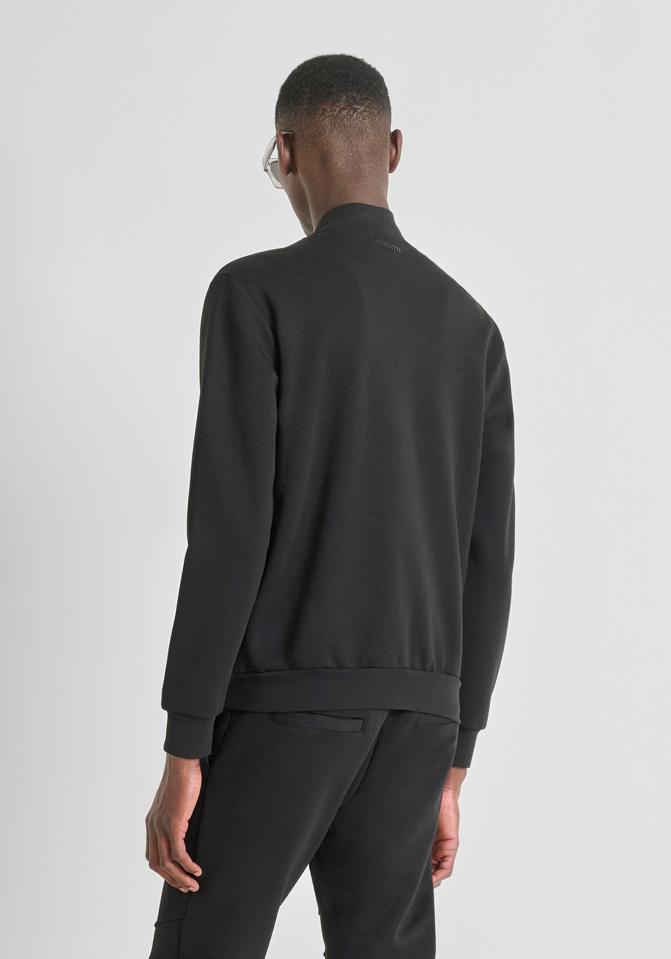 SLIM FIT ZIP SWEATSHIRT IN COTTON BLEND WITH CONTRASTING FABRICS - Antony Morato Online Shop
