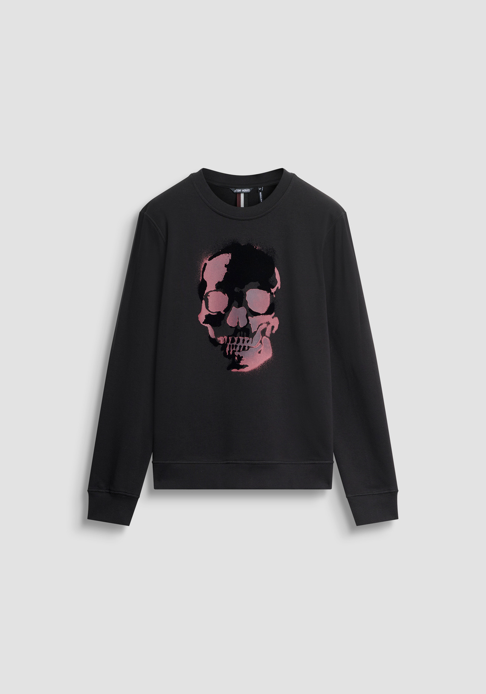 SUDADERA CUELLO REDONDO REGULAR FIT EN MEZCLA ALGODÓN SOSTENIBLE CON ESTAMPADO CALAVERA - Antony Morato Online Shop