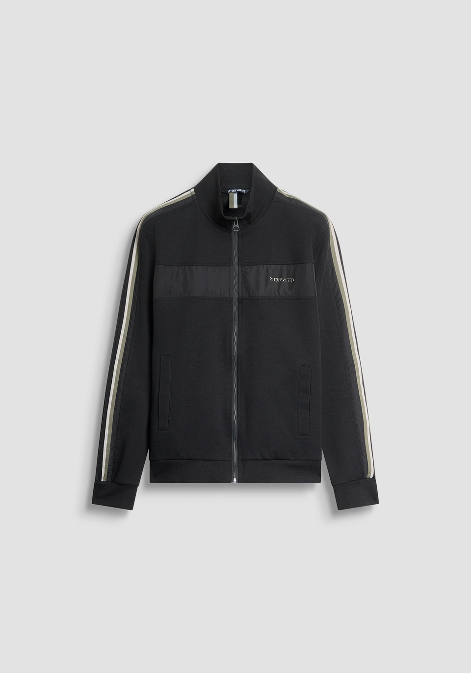 SWEAT REGULAR FIT AVEC ZIP EN MÉLANGE COTON AVEC BANDES - Antony Morato Online Shop