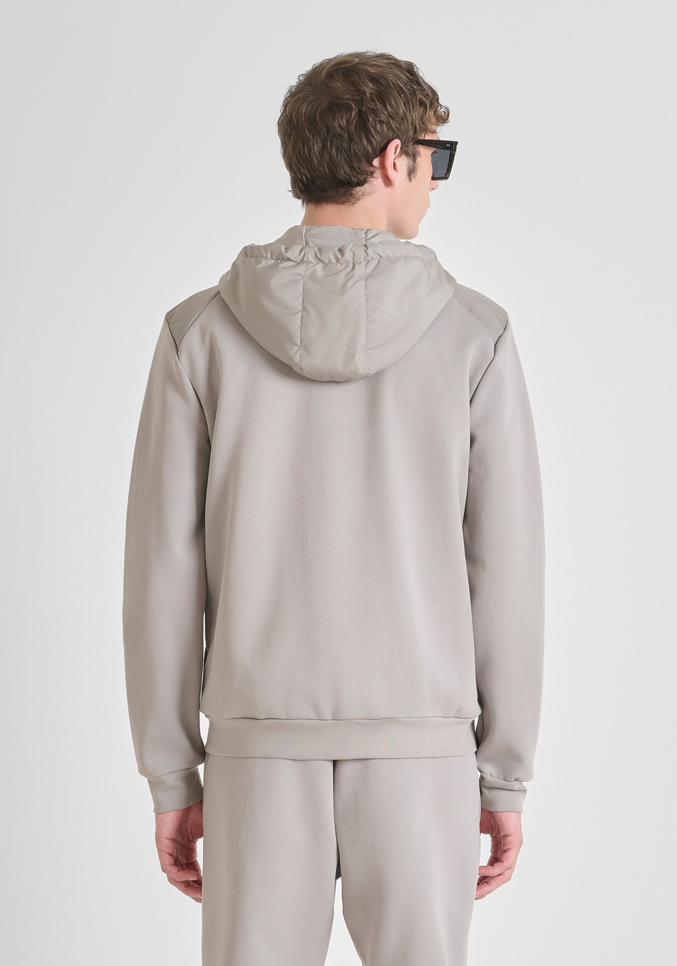 REGULAR FIT ZIP SWEATSHIRT IN COTTON BLEND WITH CONTRASTING FABRIC - Antony Morato Online Shop