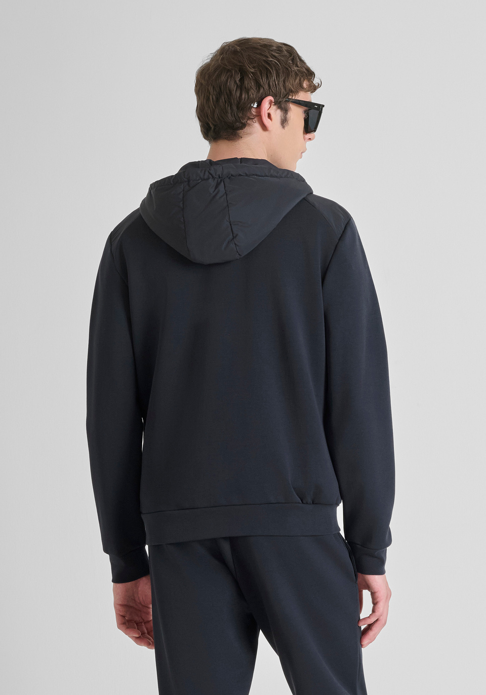 REGULAR FIT ZIP SWEATSHIRT IN COTTON BLEND WITH CONTRASTING FABRIC - Antony Morato Online Shop