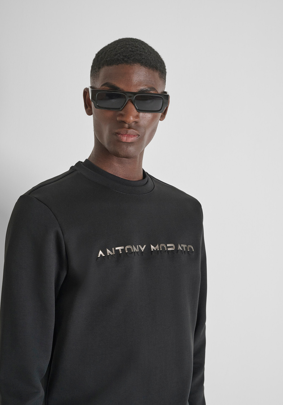 SWEAT COL ROND SLIM FIT EN MÉLANGE COTON AVEC LOGO ANTONY MORATO - Antony Morato Online Shop