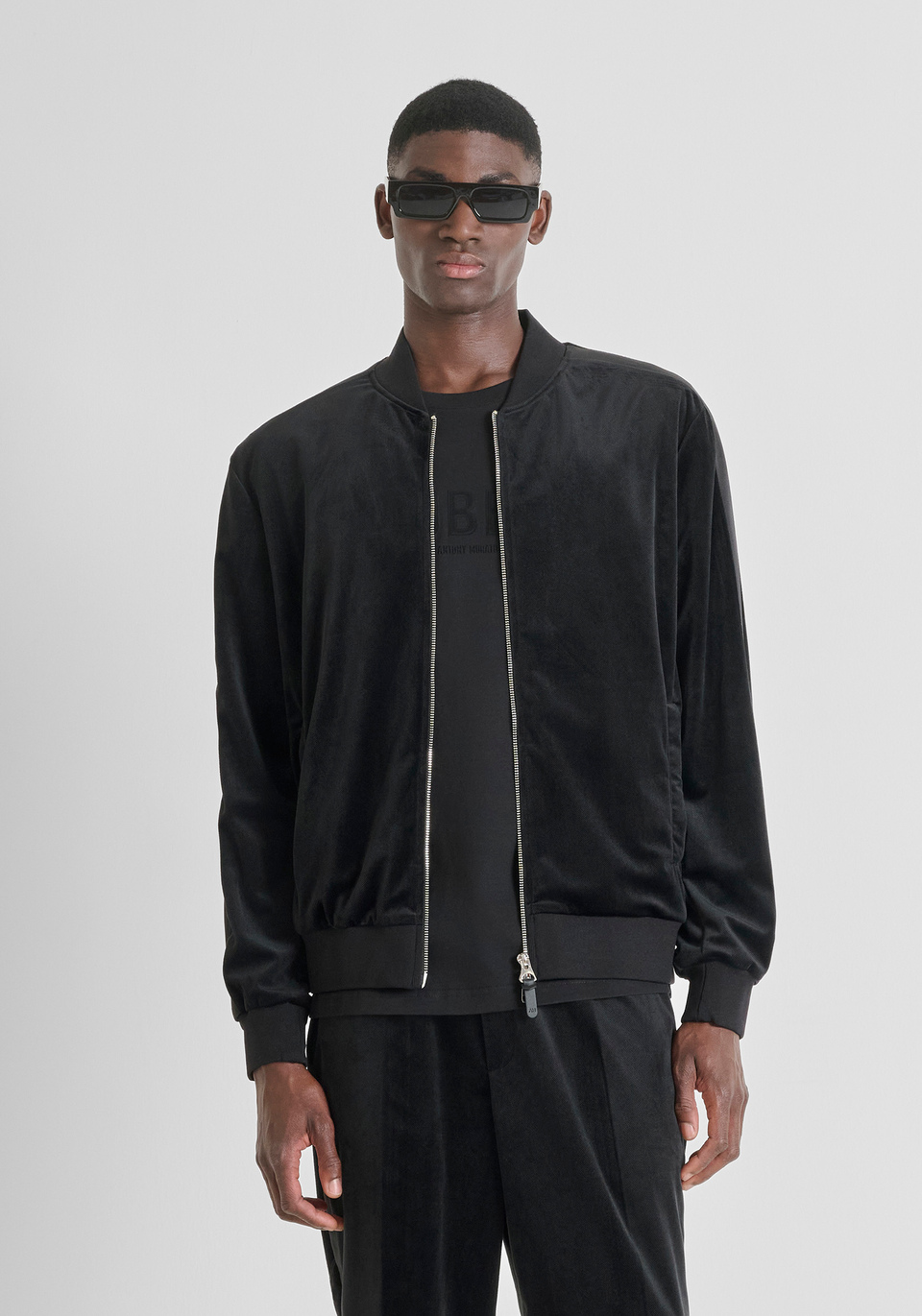 RELAXED FIT VELVET ZIP SWEATSHIRT - Antony Morato Online Shop