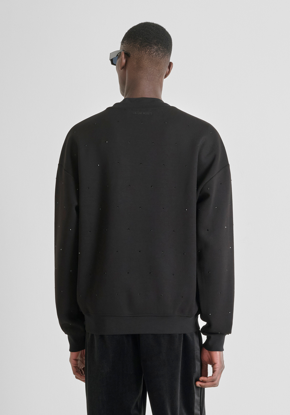 FELPA GIROCOLLO RELAXED FIT IN MISTO COTONE SOSTENIBILE CON STAMPA LOGO - Antony Morato Online Shop