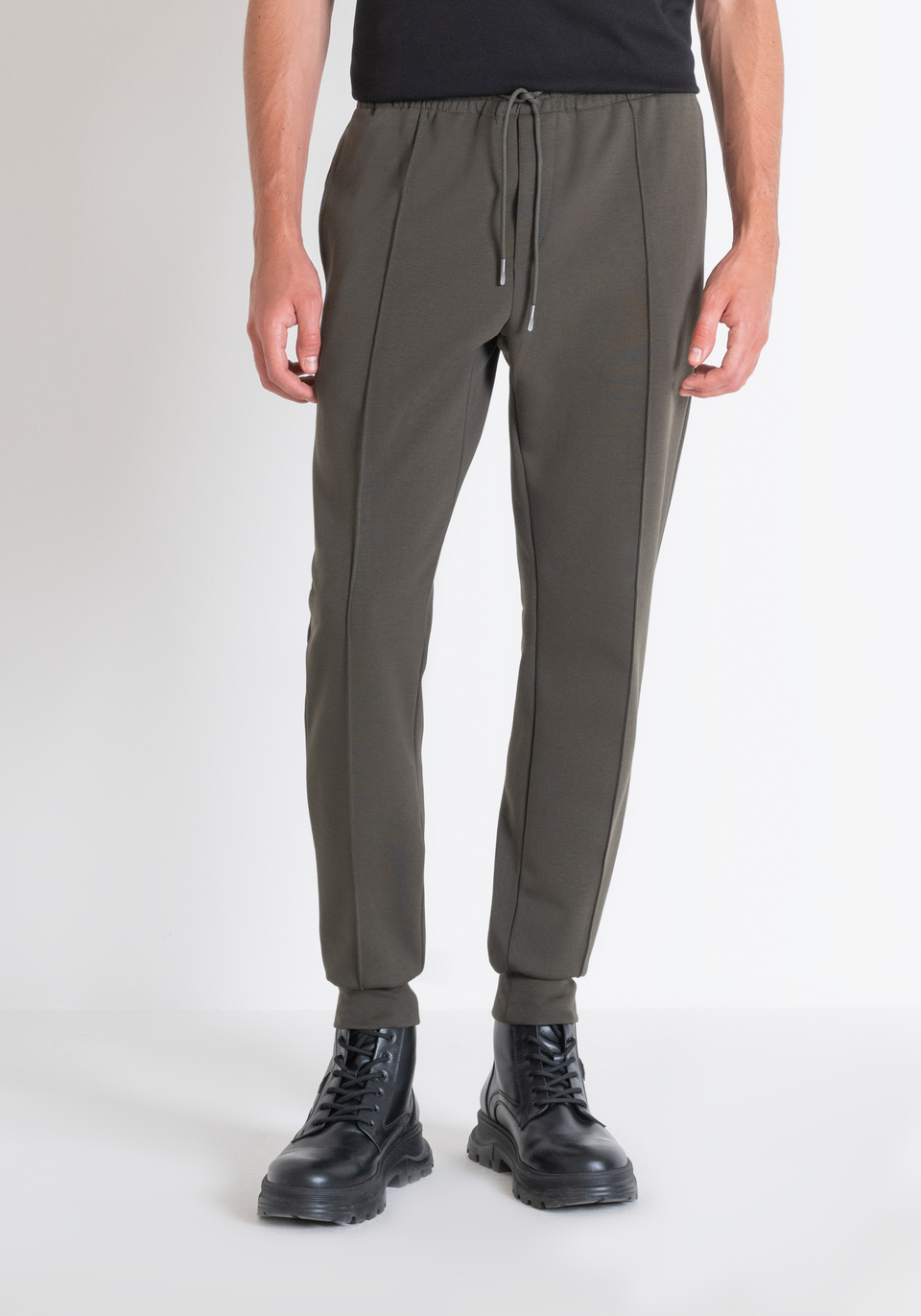 CARROT FIT SWEATPANTS IN GREEN COTTON BLEND WITH ELASTIC - Antony Morato Online Shop