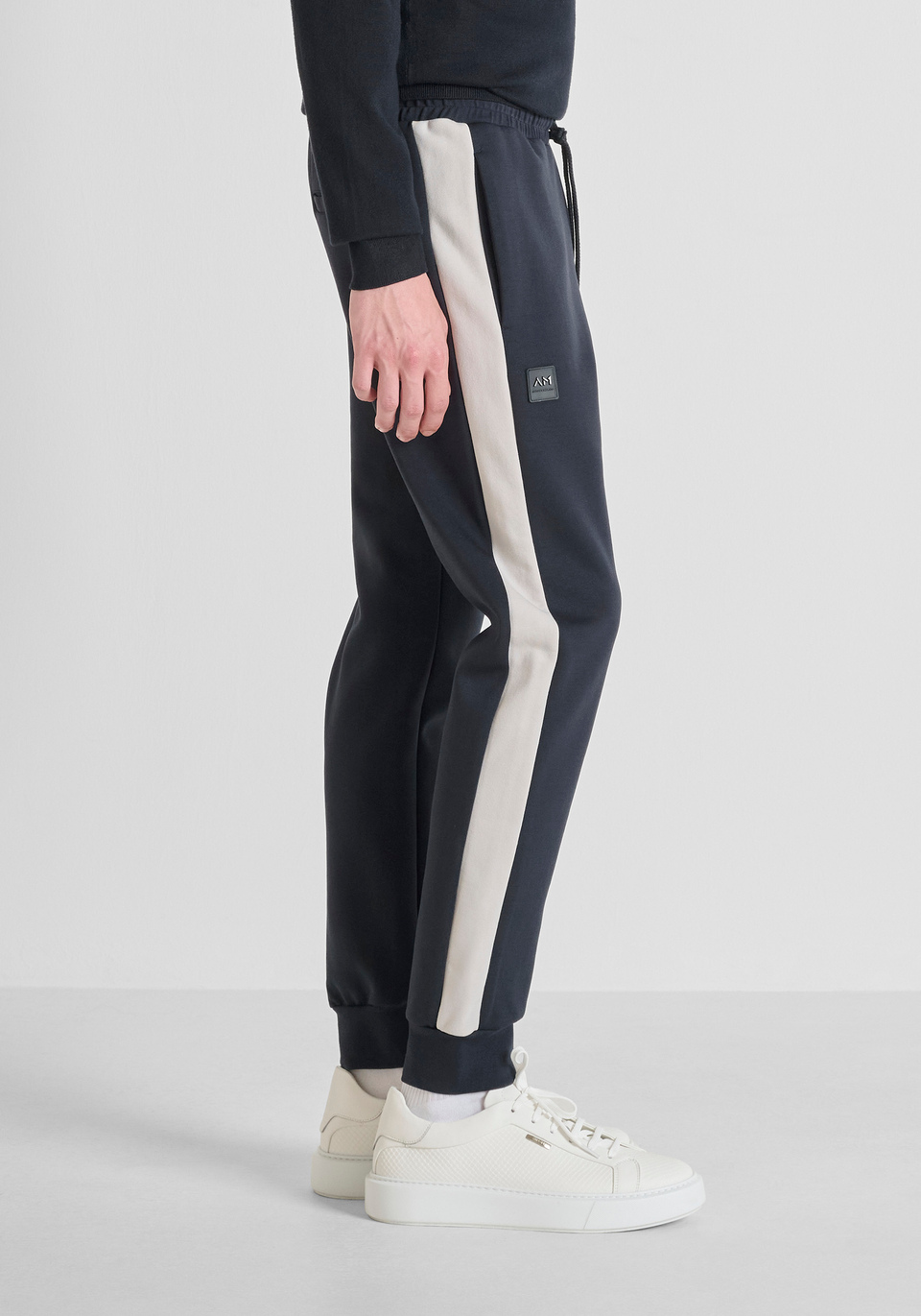 REGULAR FIT FLEECE TROUSERS IN COTTON BLEND WITH BANDS - Antony Morato Online Shop