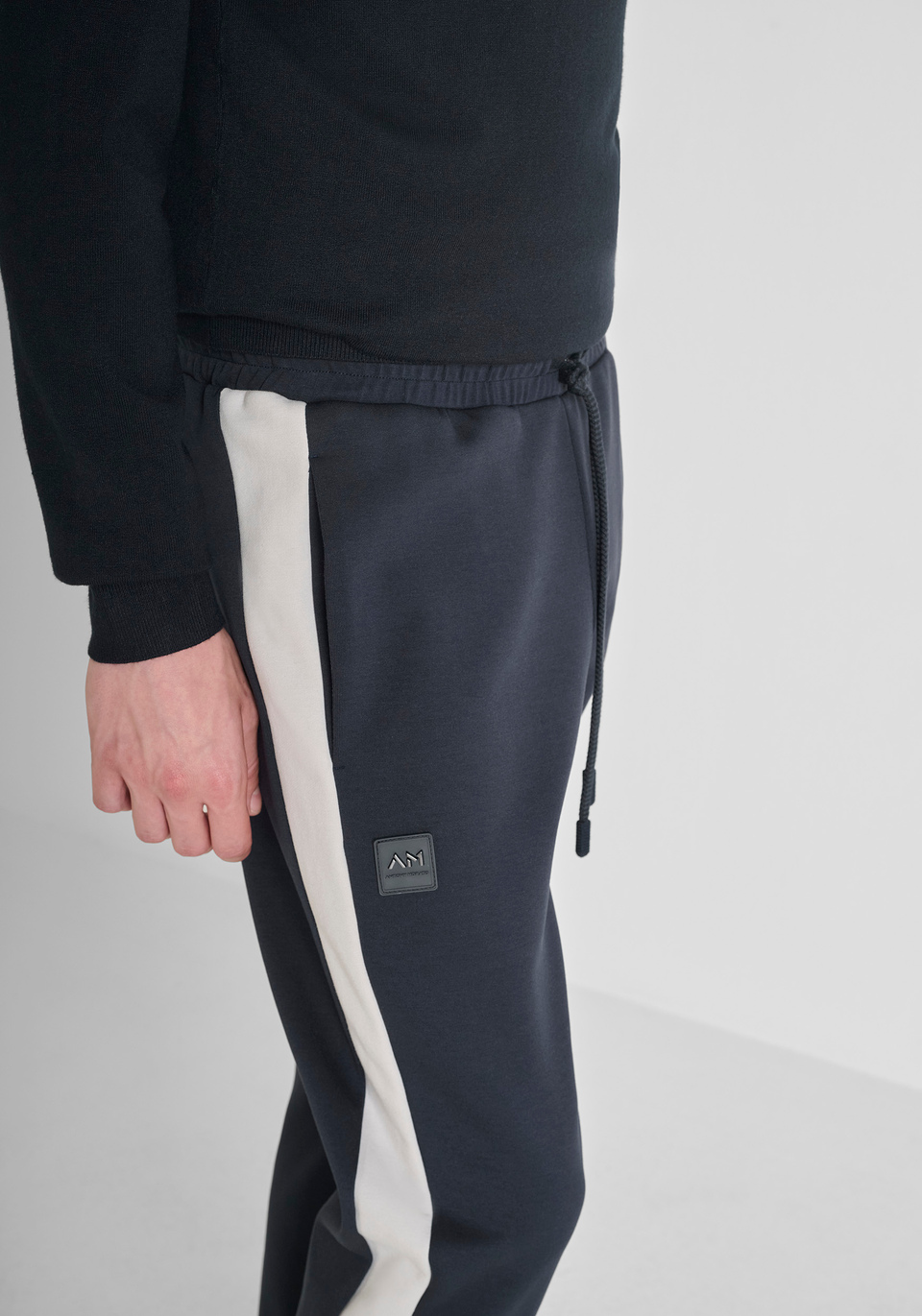 REGULAR FIT FLEECE TROUSERS IN COTTON BLEND WITH BANDS - Antony Morato Online Shop