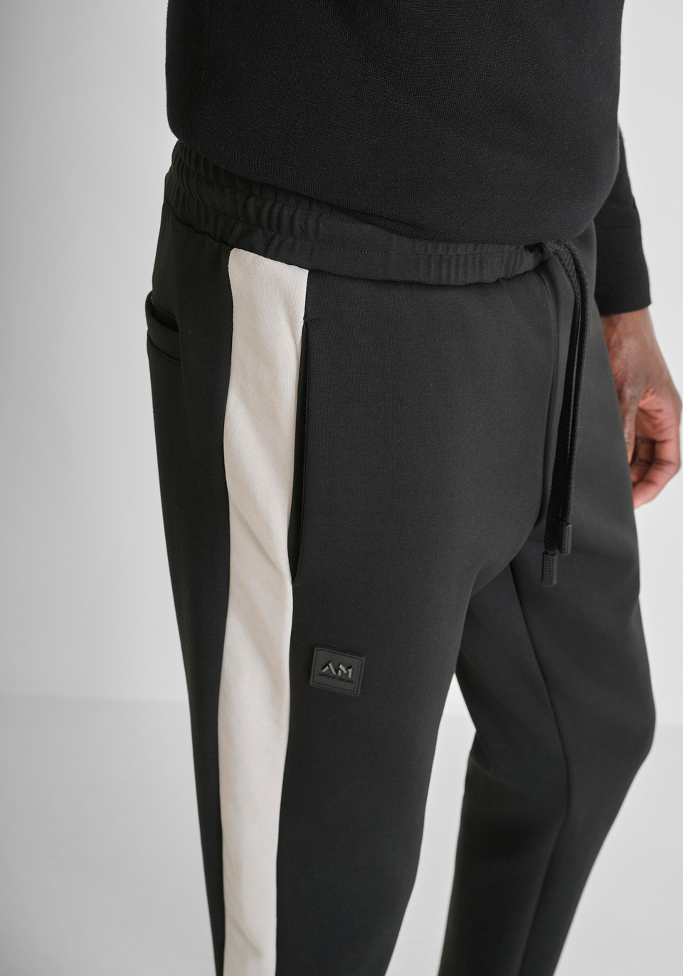 REGULAR FIT FLEECE TROUSERS IN COTTON BLEND WITH BANDS - Antony Morato Online Shop