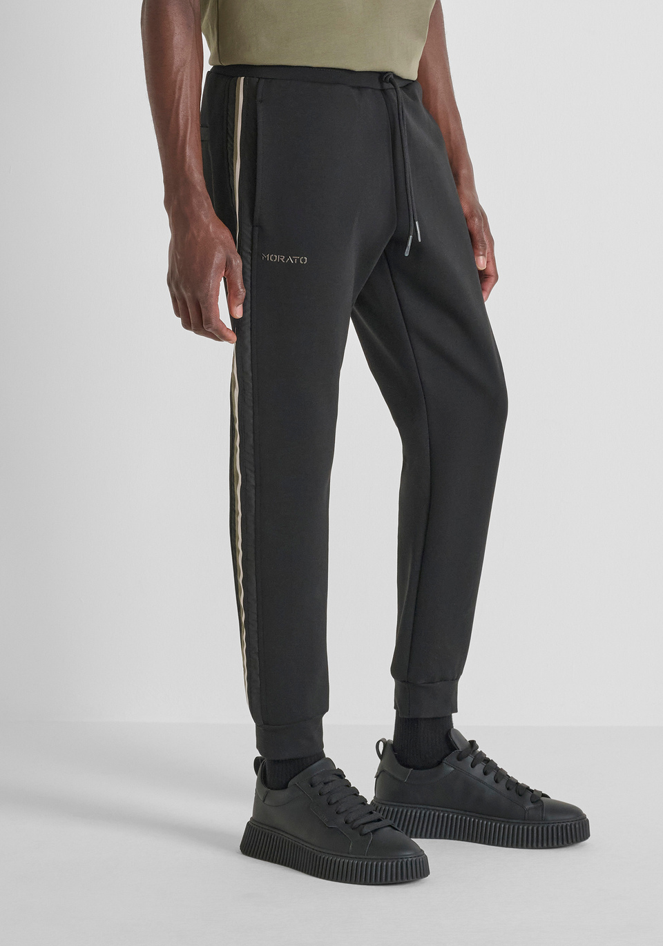 REGULAR FIT FLEECE TROUSERS IN COTTON BLEND WITH BANDS - Antony Morato Online Shop